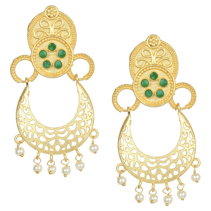 Joban Fashion Women Matte Gold Brass Earrings