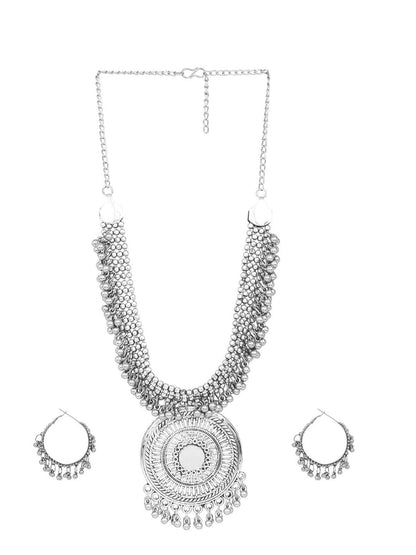 Cardinal Oxidized Silver-Toned Long Women Jewellery Set