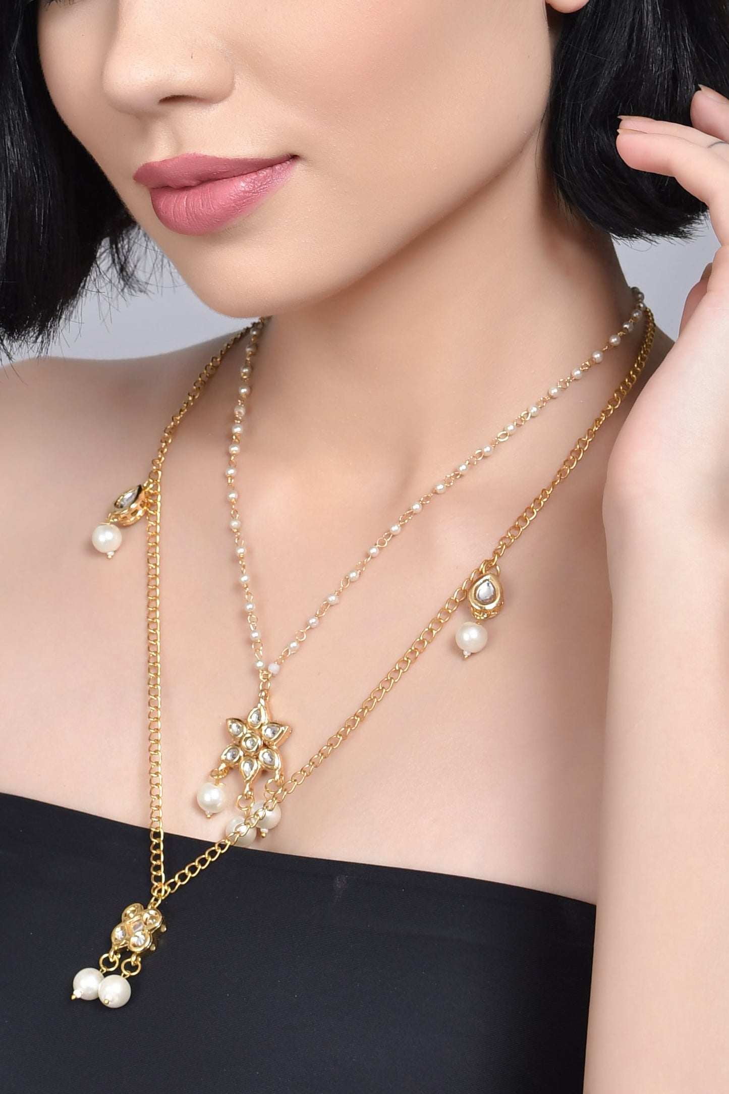 Embellished Multi Layered Kundan Necklace