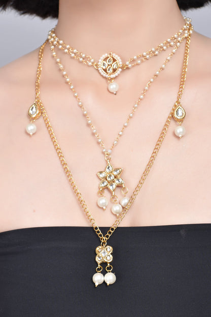 Embellished Multi Layered Kundan Necklace with Choker
