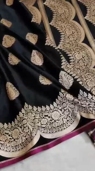 Excellent Pure Banarasi Katan Mashru Satin Silk Saree