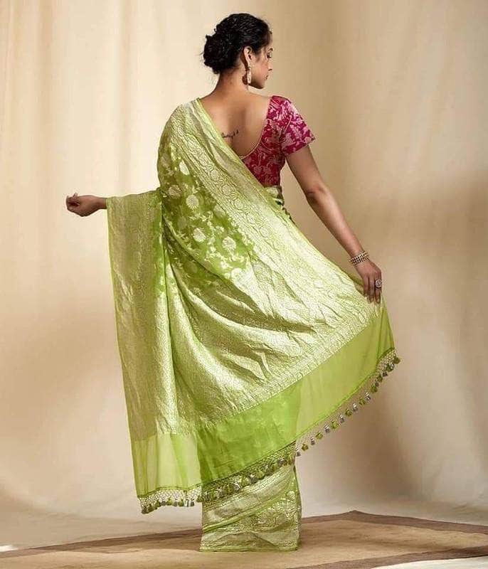 Exclusive Banarasi Khaddi Chiffon Georgette Silk Saree