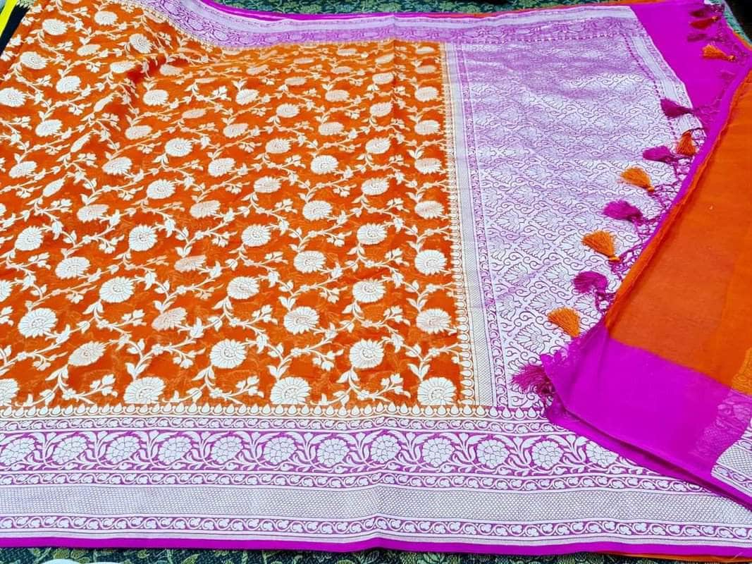 Exclusive Banarasi Khaddi Chiffon Georgette Silk Saree