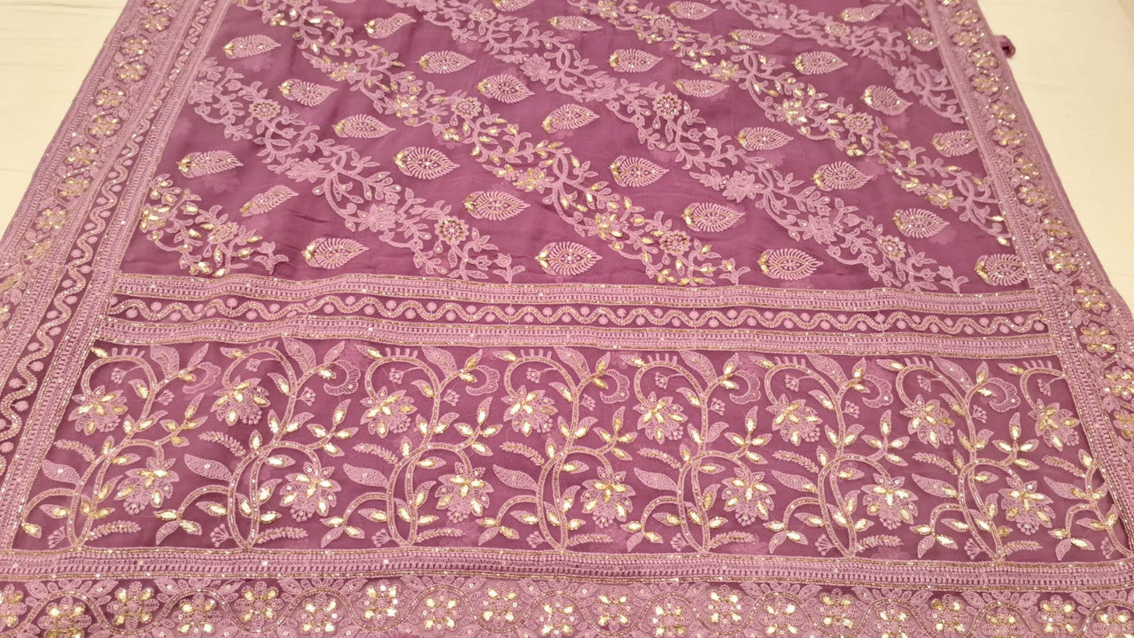 Exclusive Chikankari Georgette Fabric With Gota Patti Hand Work Saree