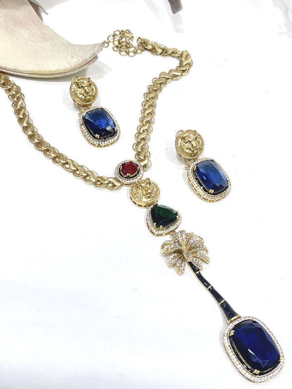 Exclusive Designer Sabya Sachi Inspired Fusion Stone Necklace Set