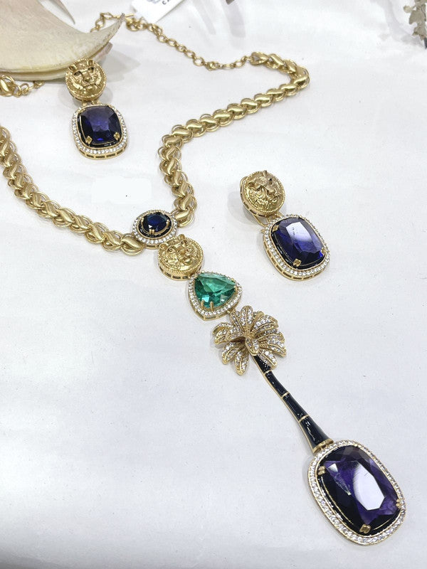 Exclusive Designer Sabya Sachi Inspired Fusion Stone Necklace Set