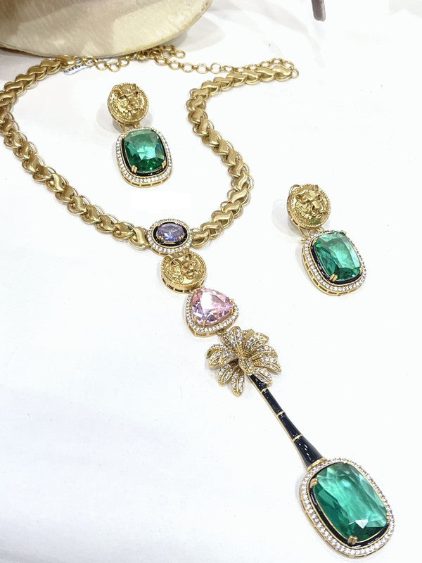 Exclusive Designer Sabya Sachi Inspired Fusion Stone Necklace Set