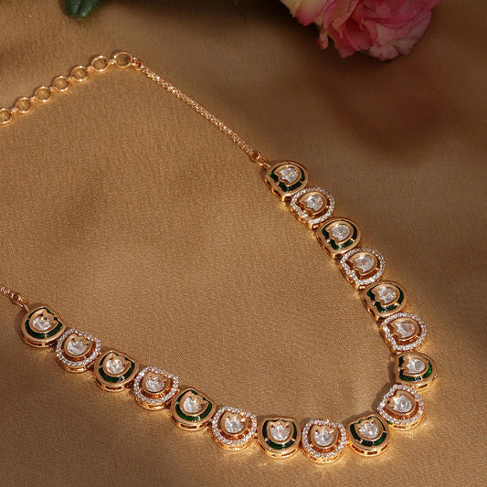 Exclusive Green and Golden Kundan And Diamond Neckpiece