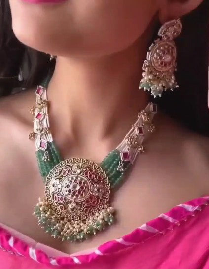Exclusive Hand Crafted Kundan Polki Necklace Set