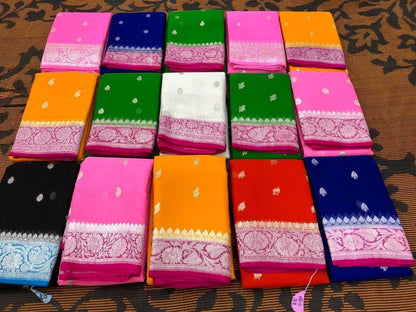 Exclusive Handloom Banarasi Chiffon Khaddi Kariyal Saree