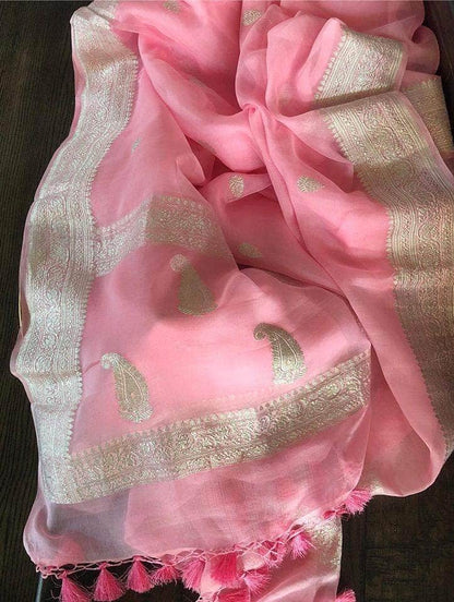 Exclusive Handloom Banarasi Chiffon Khaddi Kariyal Saree