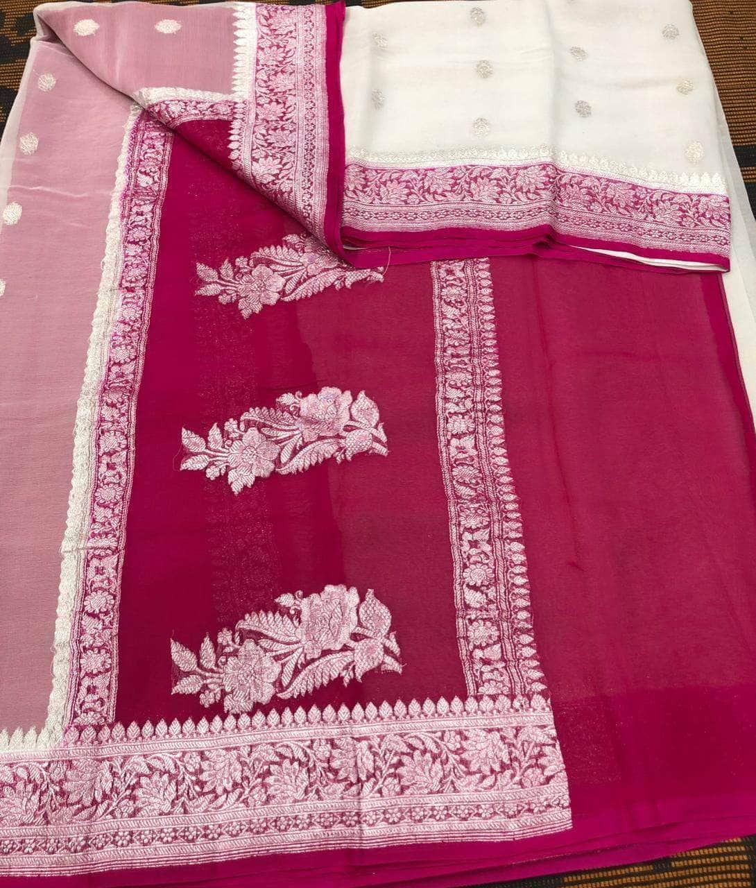 Exclusive Handloom Banarasi Chiffon Khaddi Kariyal Saree