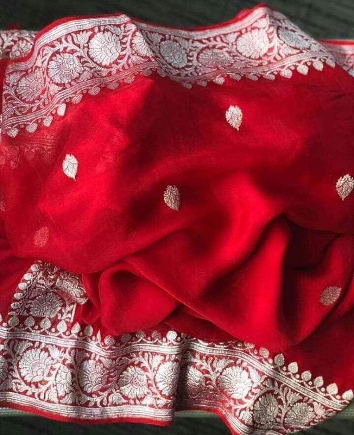 Exclusive Handloom Banarasi Chiffon Khaddi Kariyal Saree