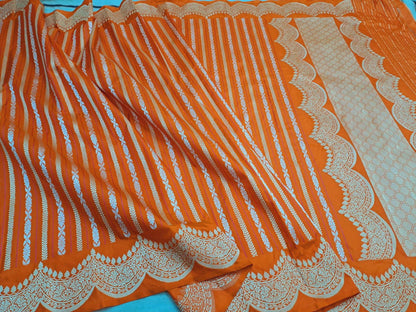 Exclusive Handloom Pure Banarasi Katan Silk Smooth and Soft Fabric Saree