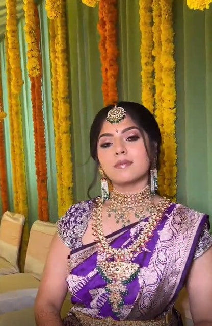 Exclusive Handwoven Pure Banarasi Katan Silk Purple Saree