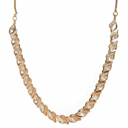 Exclusive Kundan And American Diamonds Necklace With Leaf Shaped