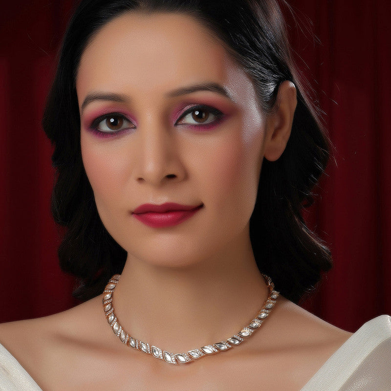 Exclusive Kundan And American Diamonds Necklace With Leaf Shaped