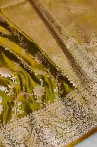 Exclusive Pure Banarasi Katan Mashru Satin Silk Designer Saree
