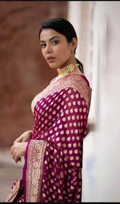 Exclusive Pure Banarasi Chiffon Khaddi Saree