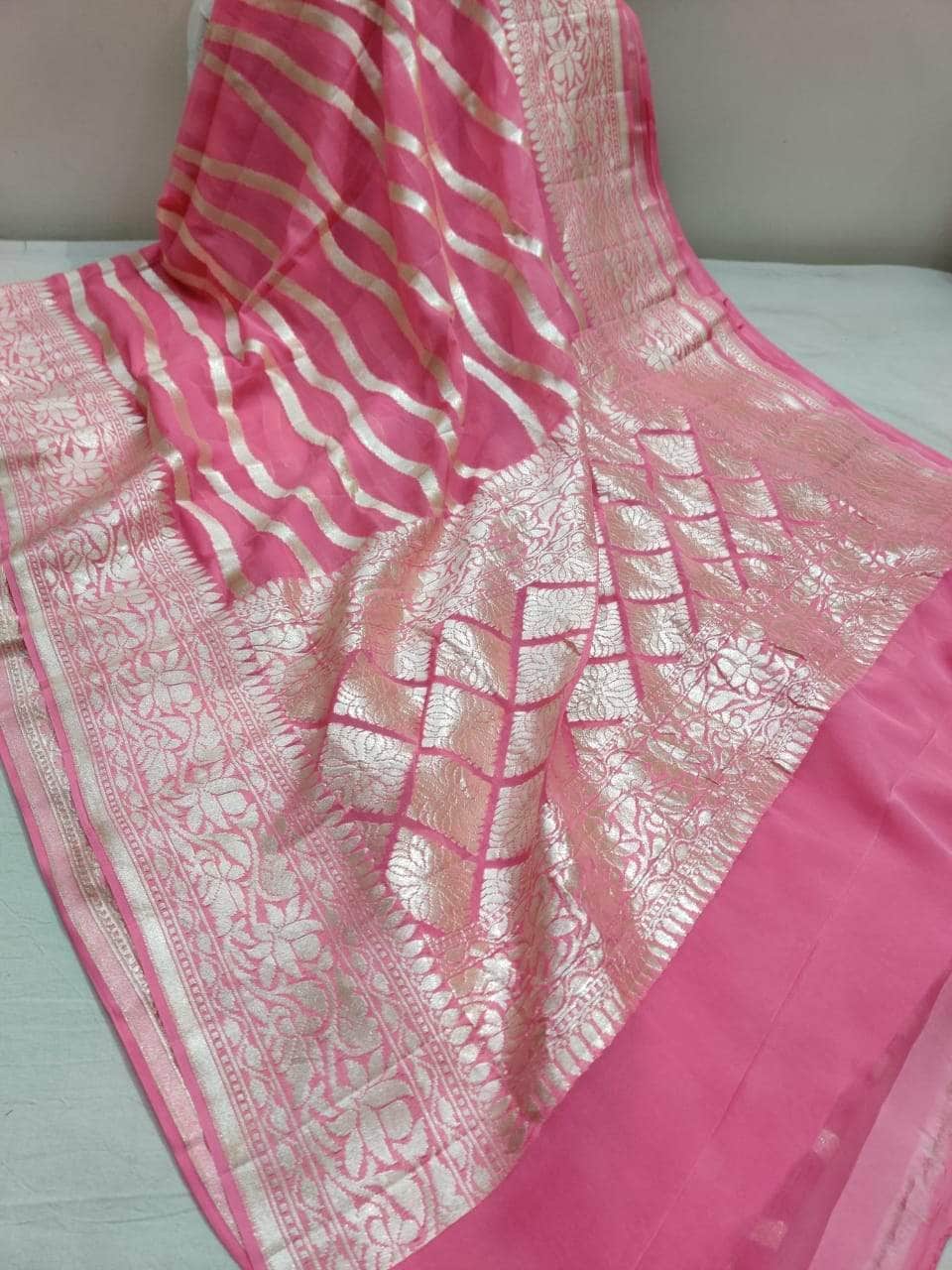 Exclusive Pure Handloom Banarasi Khaddi Chiffon Georgette Silk Saree