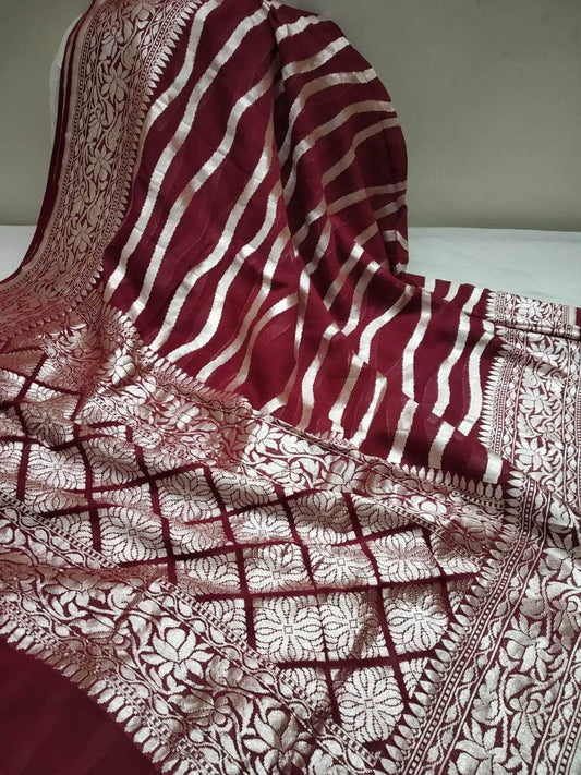 Exclusive Pure Handloom Banarasi Khaddi Chiffon Georgette Silk Saree
