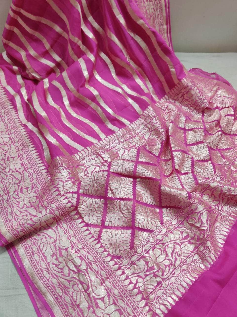 Exclusive Pure Handloom Banarasi Khaddi Chiffon Georgette Silk Saree