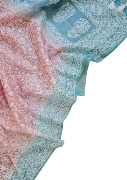 Exclusive Pure Organza Heavy Anchal Embroidery Work Chikankari Silk Saree