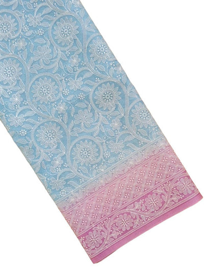 Exclusive Pure Organza Heavy Anchal Embroidery Work Chikankari Silk Saree