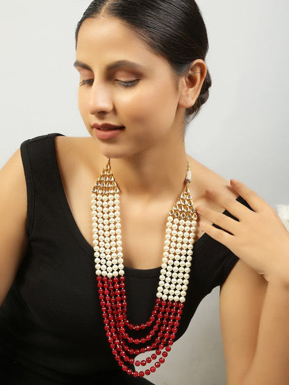 Exclusive Ruby and White Pearl Layered Necklace