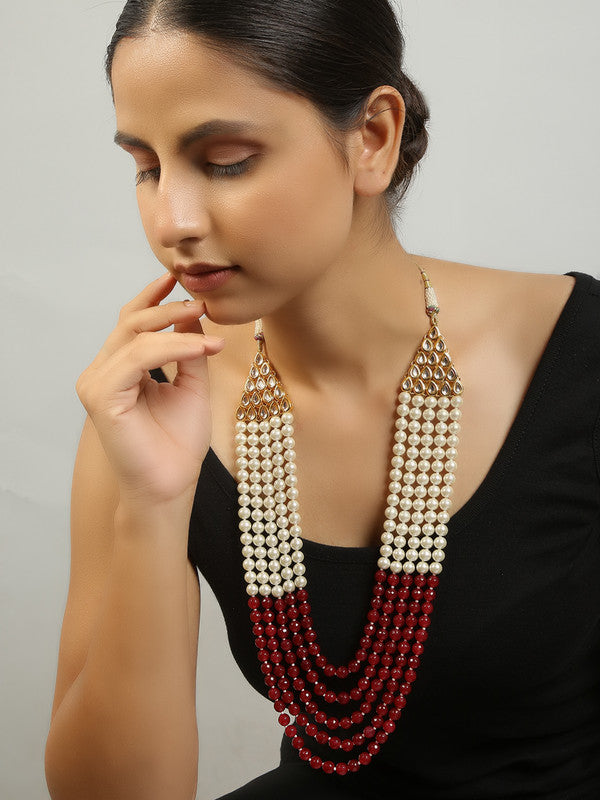 Exclusive Ruby and White Pearl Layered Necklace