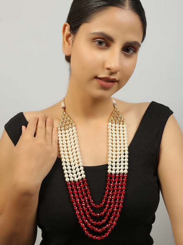 Exclusive Ruby and White Pearl Layered Necklace