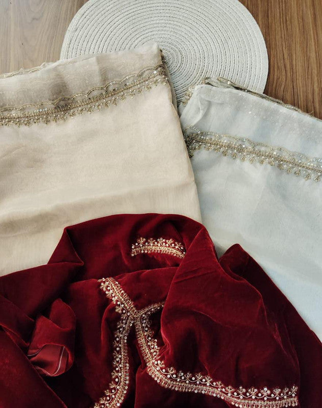 Exclusive Tissue Organza Beautiful White Saree