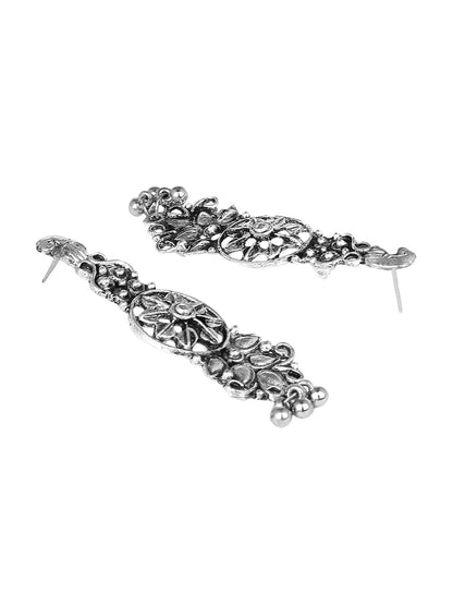 Cardinal Oxidised Silver-Plated Stone-Studded & Beaded Jewellery Set