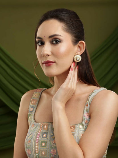 Women's Kundan Pearl earrings - Ruby Raang