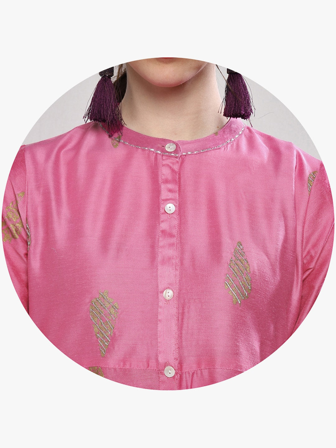 Sangria Women Pink Printed Kurta with Trousers