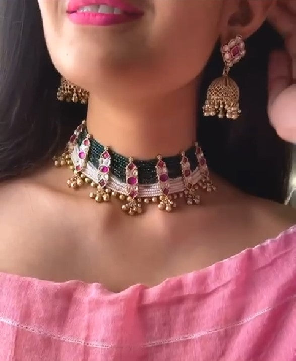 Fashion Vibes Multicolor Beaded Antique Necklace Set