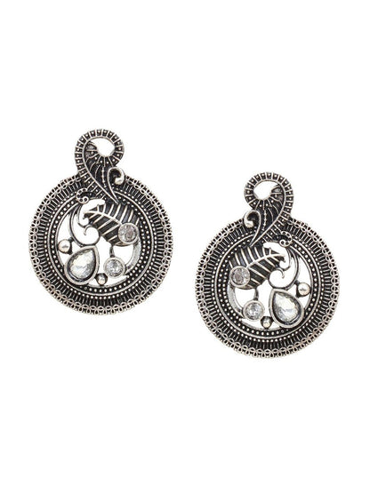 Cardinal Silver-Toned Black Colored Oxidized Choker Jewellery Set