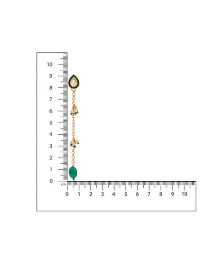 Ruby Raang Green Long Kundan Dangler Earrings