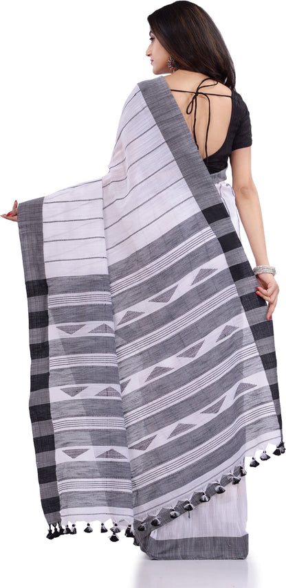 Desh Bidesh Woven Handloom Pure Cotton Saree (Black)