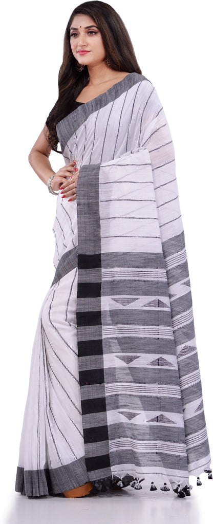 Desh Bidesh Woven Handloom Pure Cotton Saree (Black)