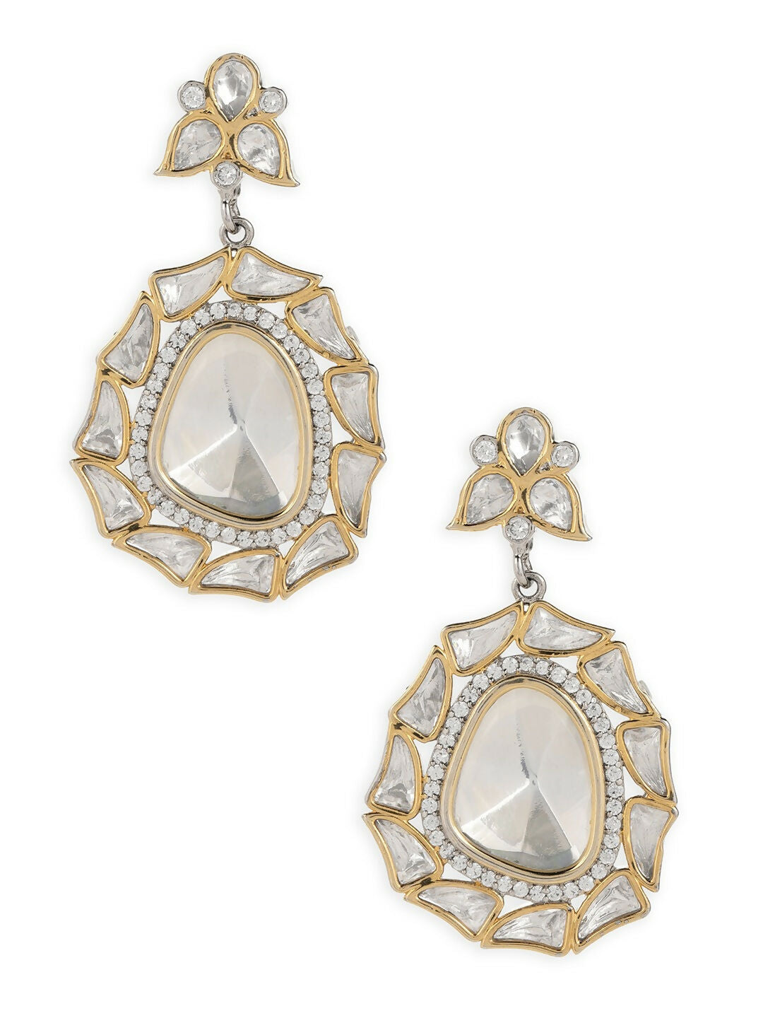 Silver Tone Moissanite Stone Earrings- Ruby Raang