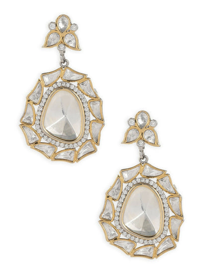 Silver Tone Moissanite Stone Earrings- Ruby Raang