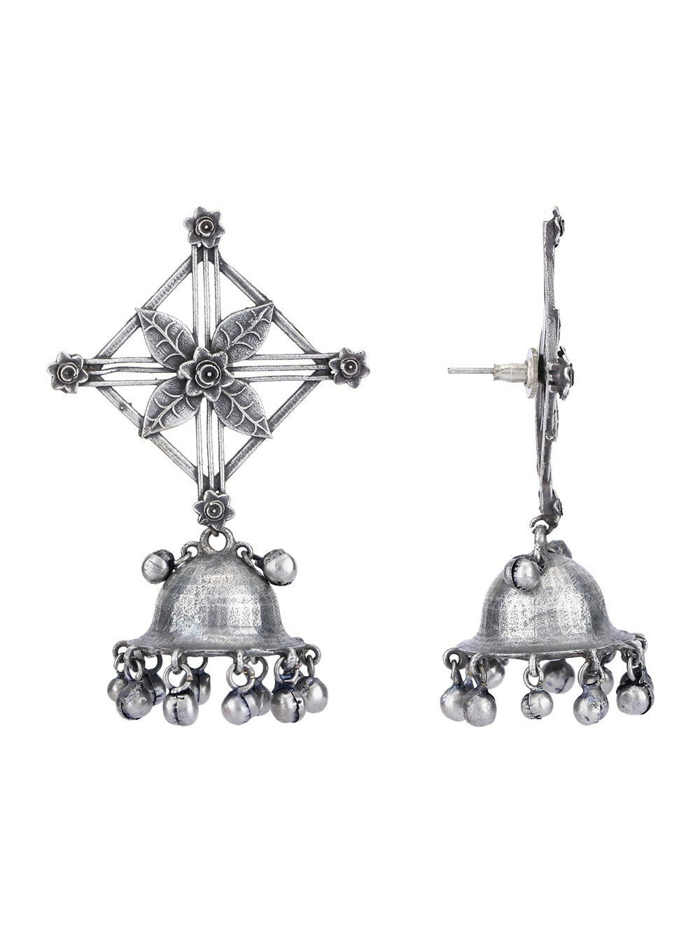 Joban Fashion Women Ghungroo Style Silver Tone Brass Jhumka