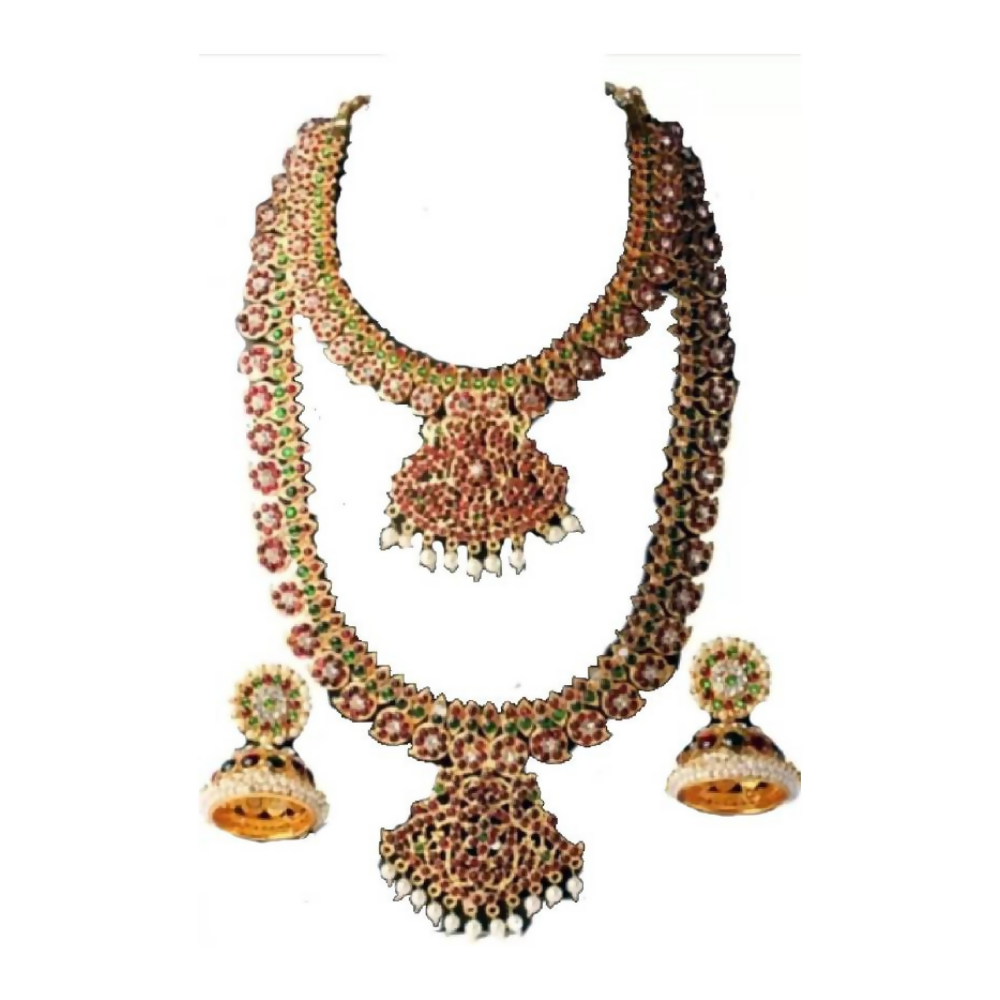 Elite trade Brass Gold Pink Green Jewel Set