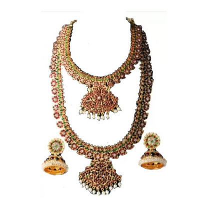 Elite trade Brass Gold Pink Green Jewel Set