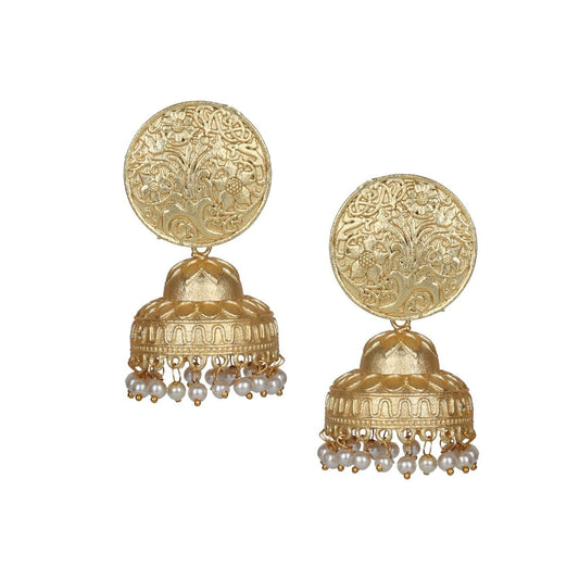 Joban Fashion Women Matte Gold Brass Jhumka