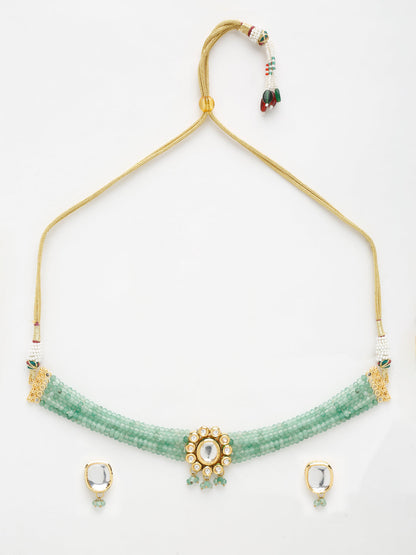 Green Pearl Kundan Choker With Studs