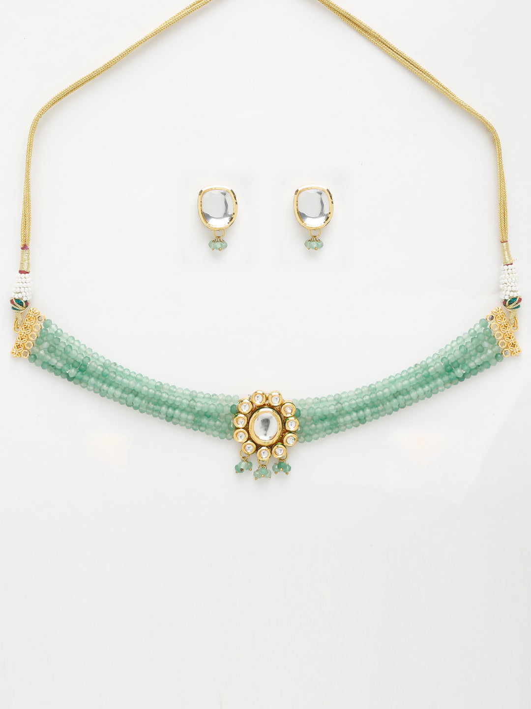 Green Pearl Kundan Choker With Studs
