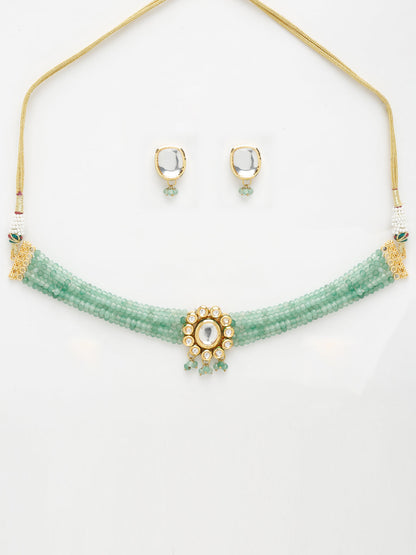 Green Pearl Kundan Choker With Studs