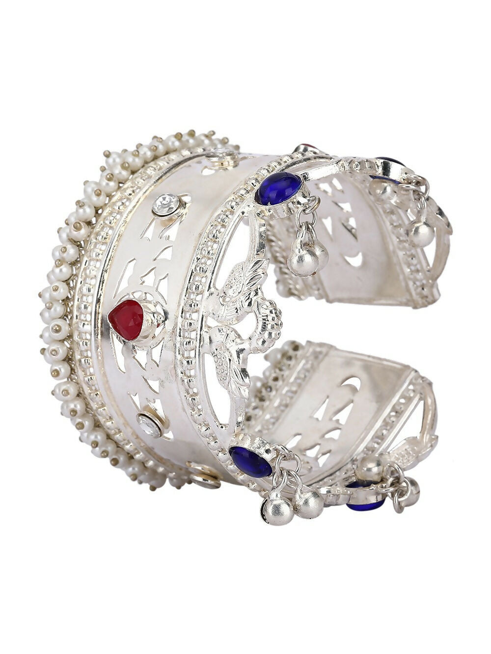 Joban Fashion Women Multicolor Stones Silver Tone Bangle